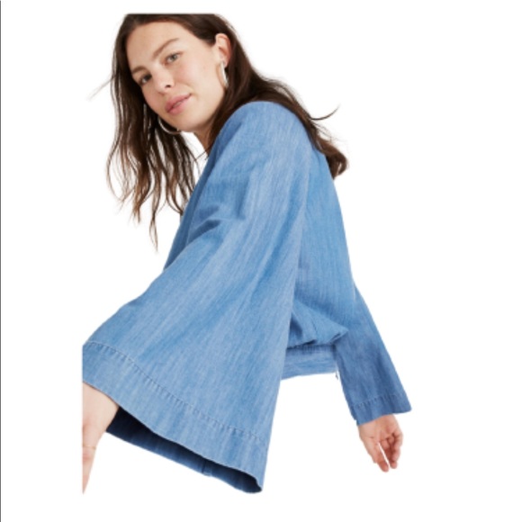 NWT Madewell Denim Bell-Sleeve Wrap Top Size M - Picture 4 of 13